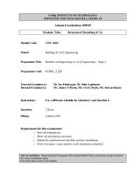 Concrete Cover - Introduction to Structural Design - Old Exam Paper