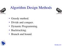 Algorithm Design Methods - Algorithms and Applications in Java - Lecture Slides