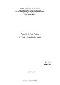 Relatório de aula prática: IPT (índice de polifenóis totais)