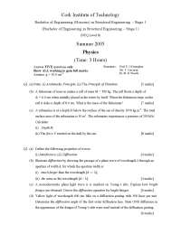 Archimedes Principle - Physics - Old Exam Paper