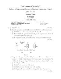 Equivalent Resistance - Physics - Old Exam Paper