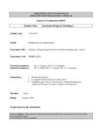 Structural Design & Detailing 2 Exam, CIVL 8017, CIT, 2008/09
