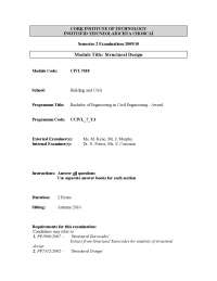 Characteristic Permanent Action - Introduction to Structural Design - Old Exam Paper