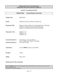 Circular Frequency - Ocean Energy Conversion - Old Exam Paper