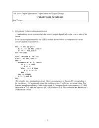 VHDL Module - Organization and Logical Design - Solved Exam - Docsity