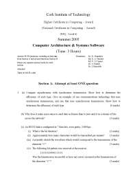 Synchronous Transmission - Computer Architecture - Past Exam - Docsity