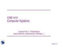 Procedures - Computer Systems - Lecture Slides - Docsity