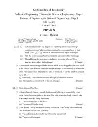 Physics Exam Questions for Structural Engineering Students, Autumn 2005