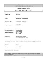 Pavement Wearing Course - Highway Engineering - Old Exam Paper