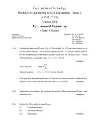 Modified Rational Method - Environmental Engineering - Old Exam Paper