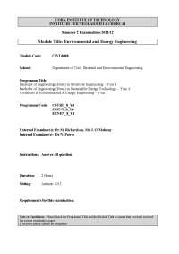 CIT 2012 Exam: Biofuels, Waste Management, Incineration