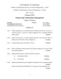 Pre-Construction Stage - Project Management - Old Exam Paper