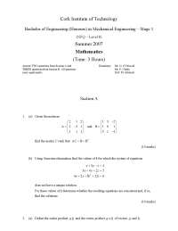 Cartesian Form - Mathematics - Exam