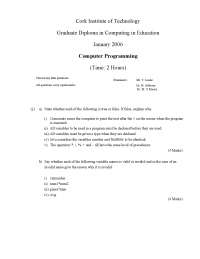 Count - Computer Programming - Exam