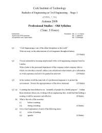 Civil Engineering - Professional Studies - Old Exam Paper