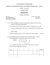 Basic Feasible Solution - Mathematics - Exam