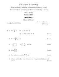 Higher Certificate in Technology in Maintenance Technology Exam - Summer 2005