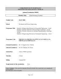 Autumn Examinations 2008/09 - Manufacturing Systems Exam