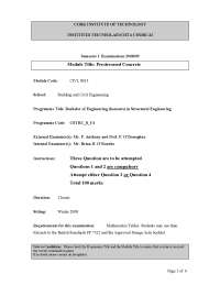 Precast Slab Data - Prestressed Concrete - Old Exam Paper
