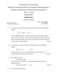 Improved Euler Method - Mathematics - Exam