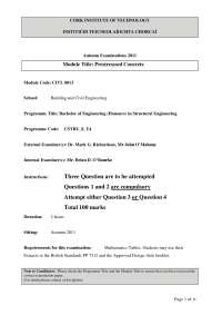 Bottom Fibre Stresses - Prestressed Concrete - Old Exam Paper