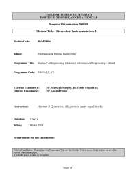 Important Factor - Biomedical Instrumentation - Past Exam