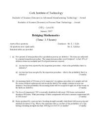 Supplied by Manufacturer - Bridging Mathematics - Past Exam