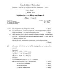 Building Services Engineering Exam - Autumn 2007 - Building Services (Electrical) Paper 2