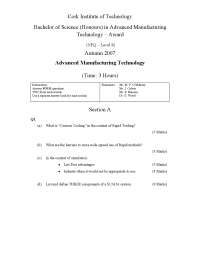 Power Devices - Advanced Manufacturing Systems - Past Exam