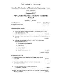 REDUCE MACHINE - Advanced Manufacturing Systems - Past Exam