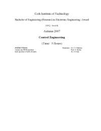Describing Function - Control Engineering - Exam | Exams Materials ...