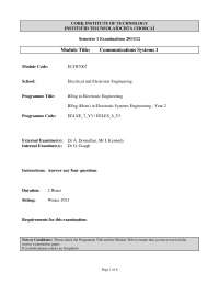 Signal Power - Communications Systems - Exam - Docsity
