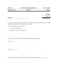 Quiz 1 in Finite Mathematics, Fall 2002