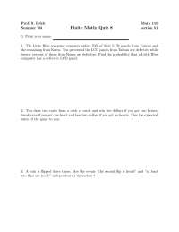 Quiz 8 in Math 110: Probability Questions