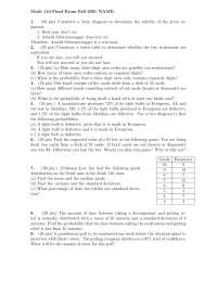 Math 110 Final Exam Fall 2001: Venn Diagram, Truth Table, Probability, and Statistics