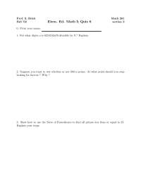 Quiz 6 in Math 201 - Fall '02 for Elem. Ed. Math I