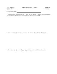 Recursive Formula - Discrete Math - Quiz - Docsity