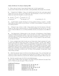 Lottery - Finite Math - Exam