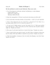 Proper Subset - Finite Math - Exam