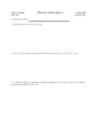 Power Set - Discrete Math - Quiz - Docsity