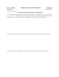 Math Quiz 7 for Elementary Education II - Spring '04