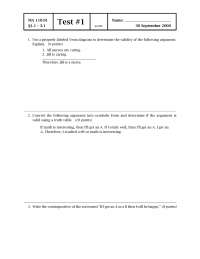 MA 110 Test 1: Logic and Set Theory Questions