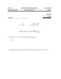 Final Exam in Finite Mathematics, Fall 2000