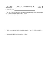 Math Quiz 10 for Elementary Education I - Summer '04