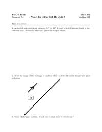 Quiz 8 in Math for Elementary Education II - Summer '04