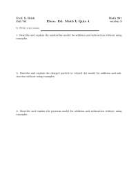Quiz 4 Questions for Math 201 - Fall ’02 - Elem. Ed. Math I