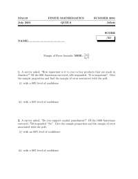 Americans - Finite Math - Quiz
