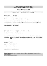 lambda - Fundamentals of IC Design - Exam