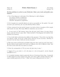 Math 110: Finite Math Exam 1 Solutions