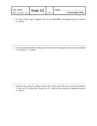 MA 110 Test 2: Probability and Statistics